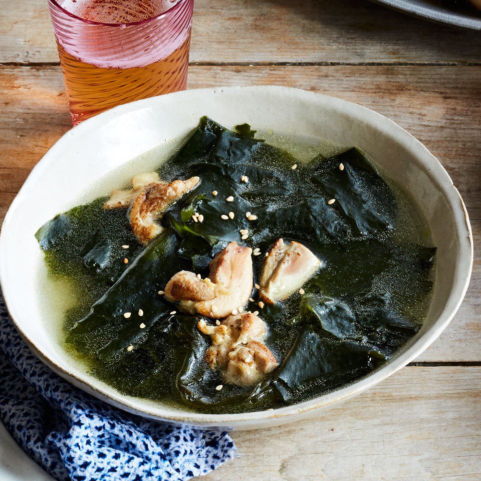 Seaweed soup, is usually served as part of breakfast for the beloved birthd...