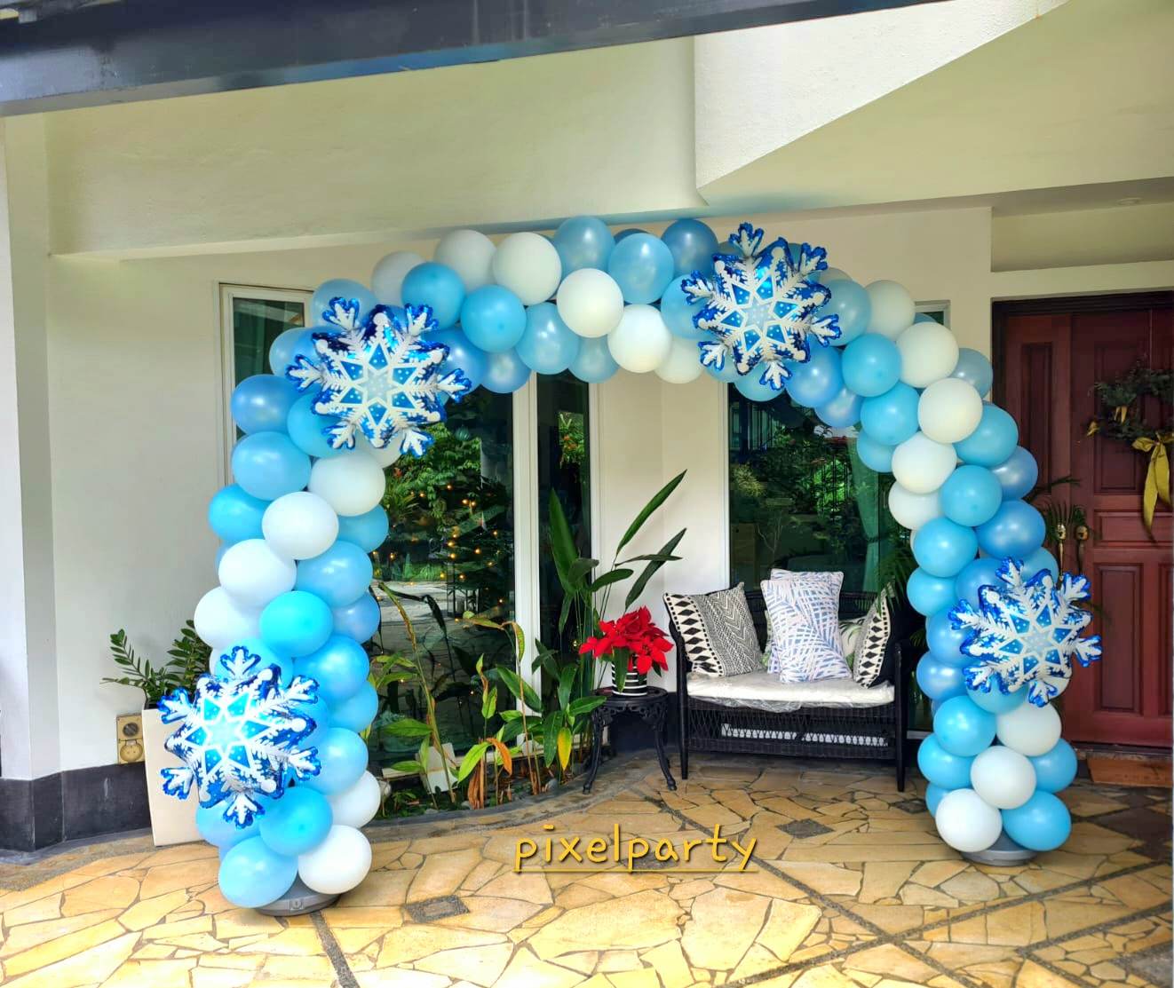 Frozen theme balloon arch